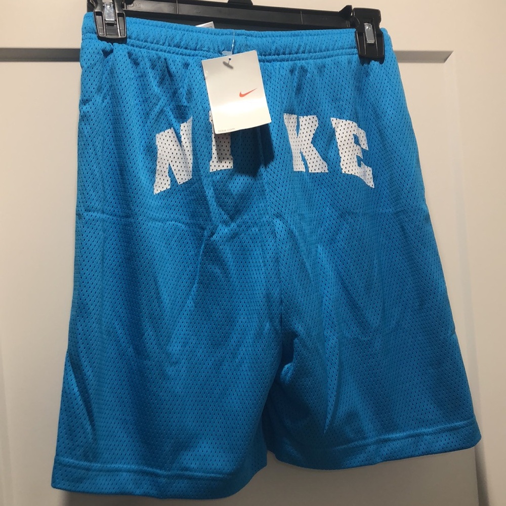 NWT [Nike] Blue Mesh Lined Athletic Basketball Shorts w/Drawstring Girls Sz S